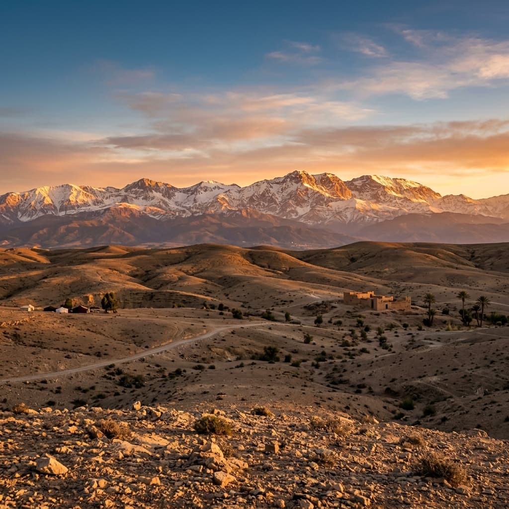 Atlas mountains panorama from Agafay